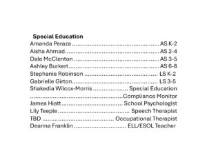 Special Ed Staff